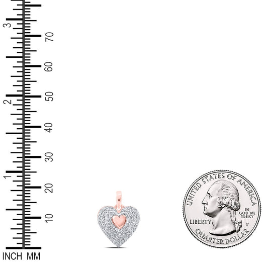 0.27 Ctw Natural Diamond Cluster Heart Pendant in 10k Rose Gold