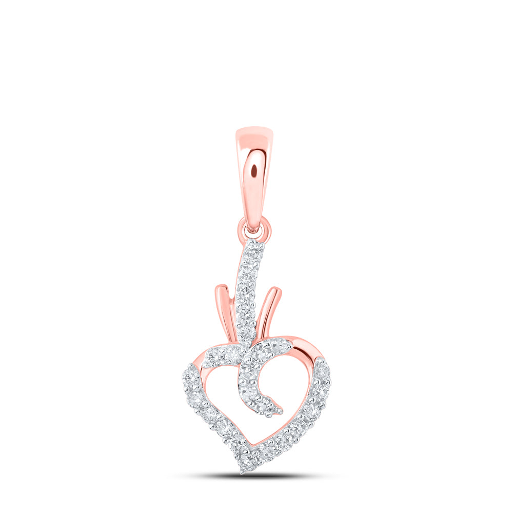 0.23 Ctw Natural Diamond Open Heart Pendant in 10k Rose Gold