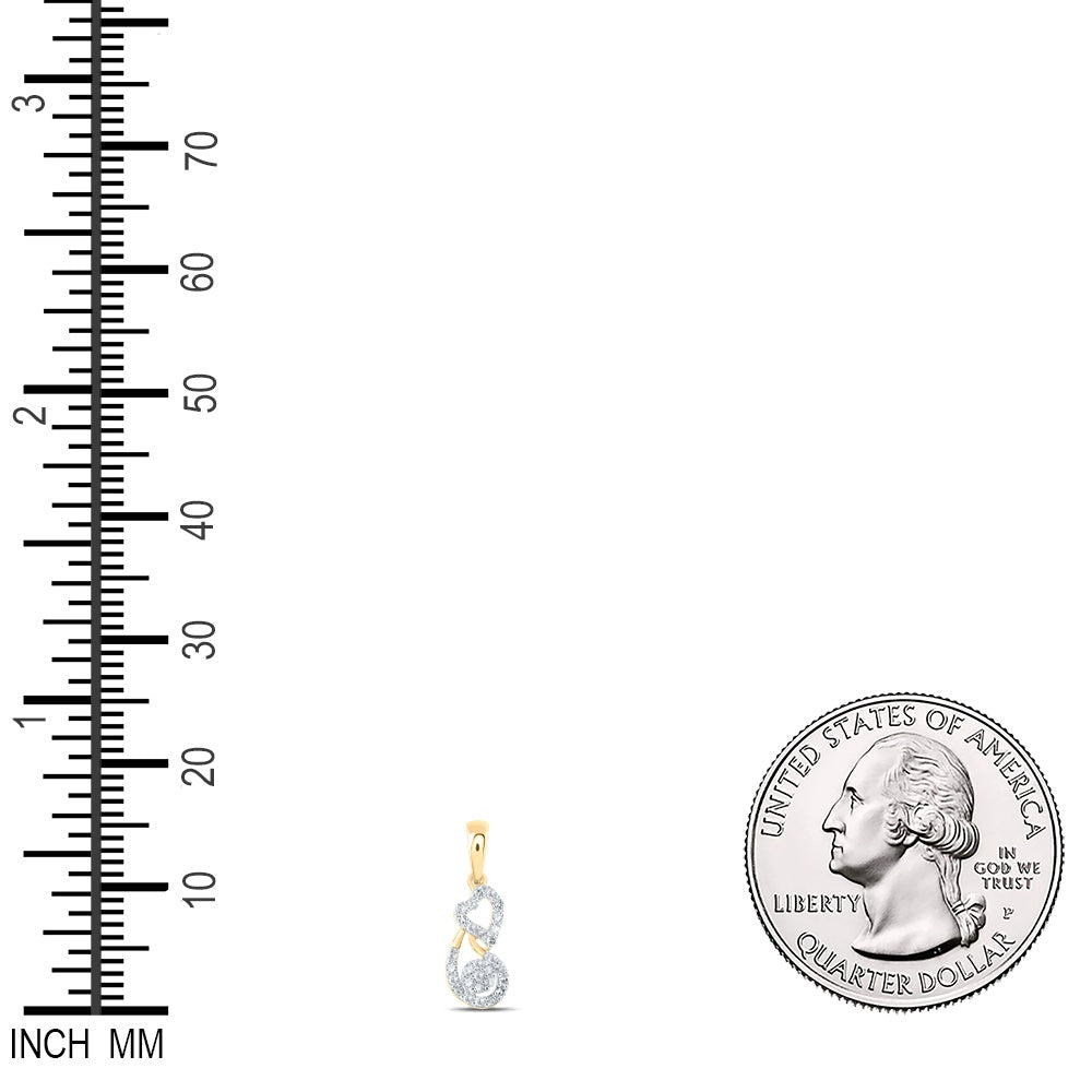 0.22 Ctw Natural Diamond Heart Teardrop Gift Pendant in 10k Yellow Gold