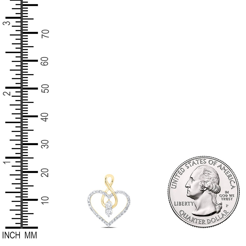 0.35 Ctw Natural Diamond Infinity Open Heart Pendant in 10k Yellow Gold