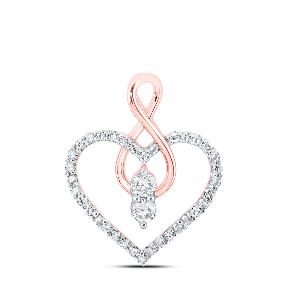 0.35 Ctw Natural Diamond Infinity Open Heart Pendant in 10k Rose Gold