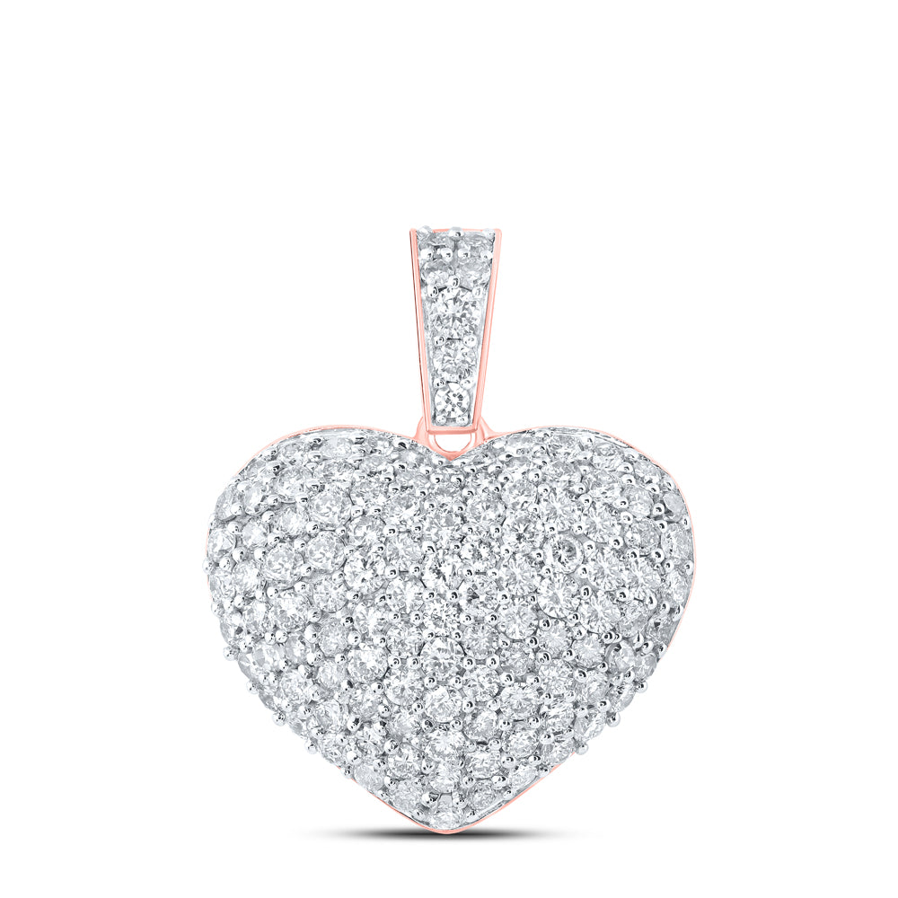 1.12 Ctw Natural Diamond Cluster Heart Pendant in 10k Rose Gold