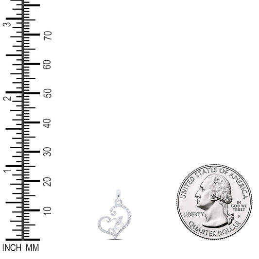 0.1 Ctw Natural Diamond Open Heart Pendant in 10k White Gold