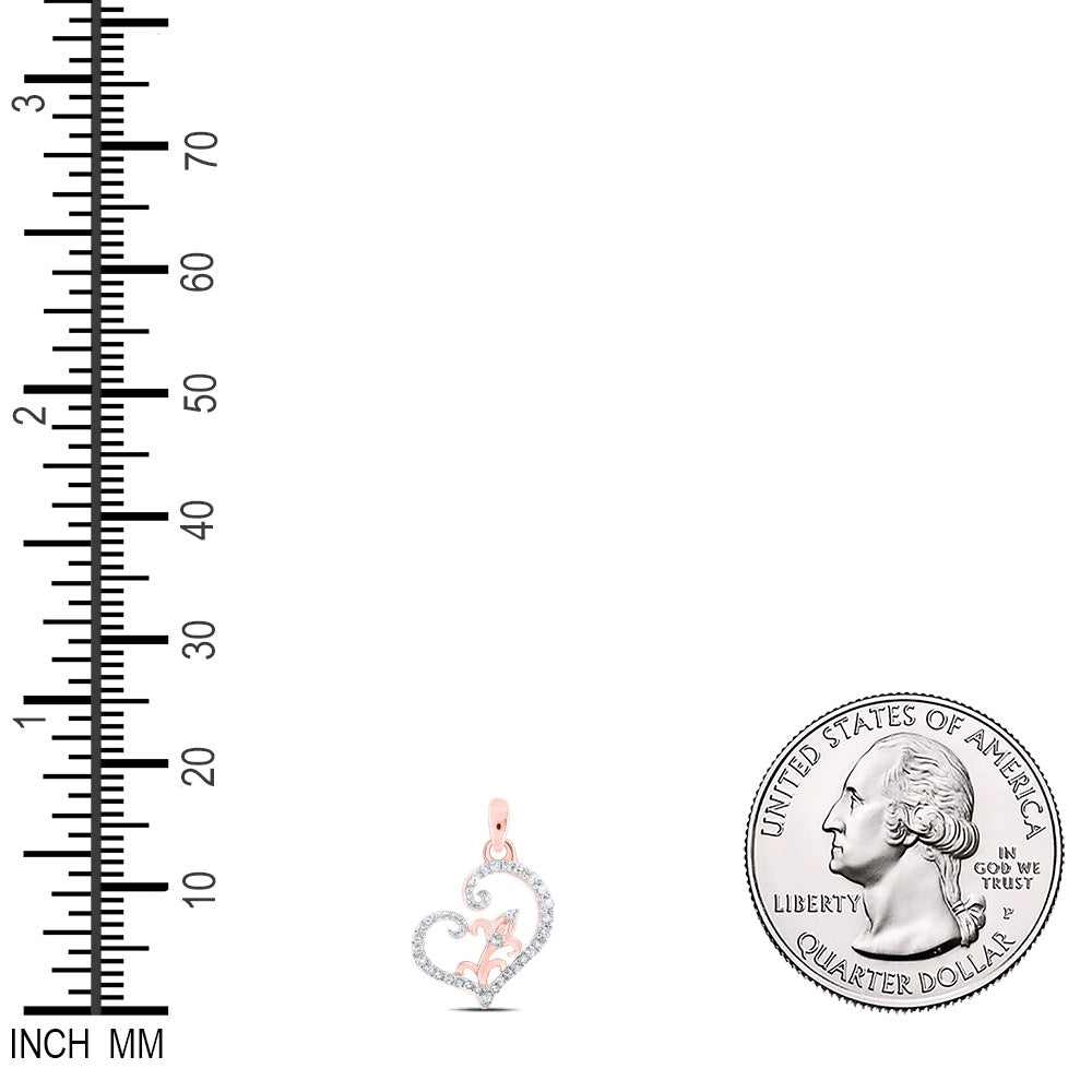 0.1 Ctw Natural Diamond Open Heart Pendant in 10k Rose Gold