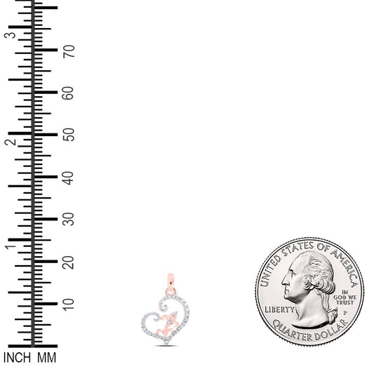 0.1 Ctw Natural Diamond Open Heart Pendant in 10k Rose Gold