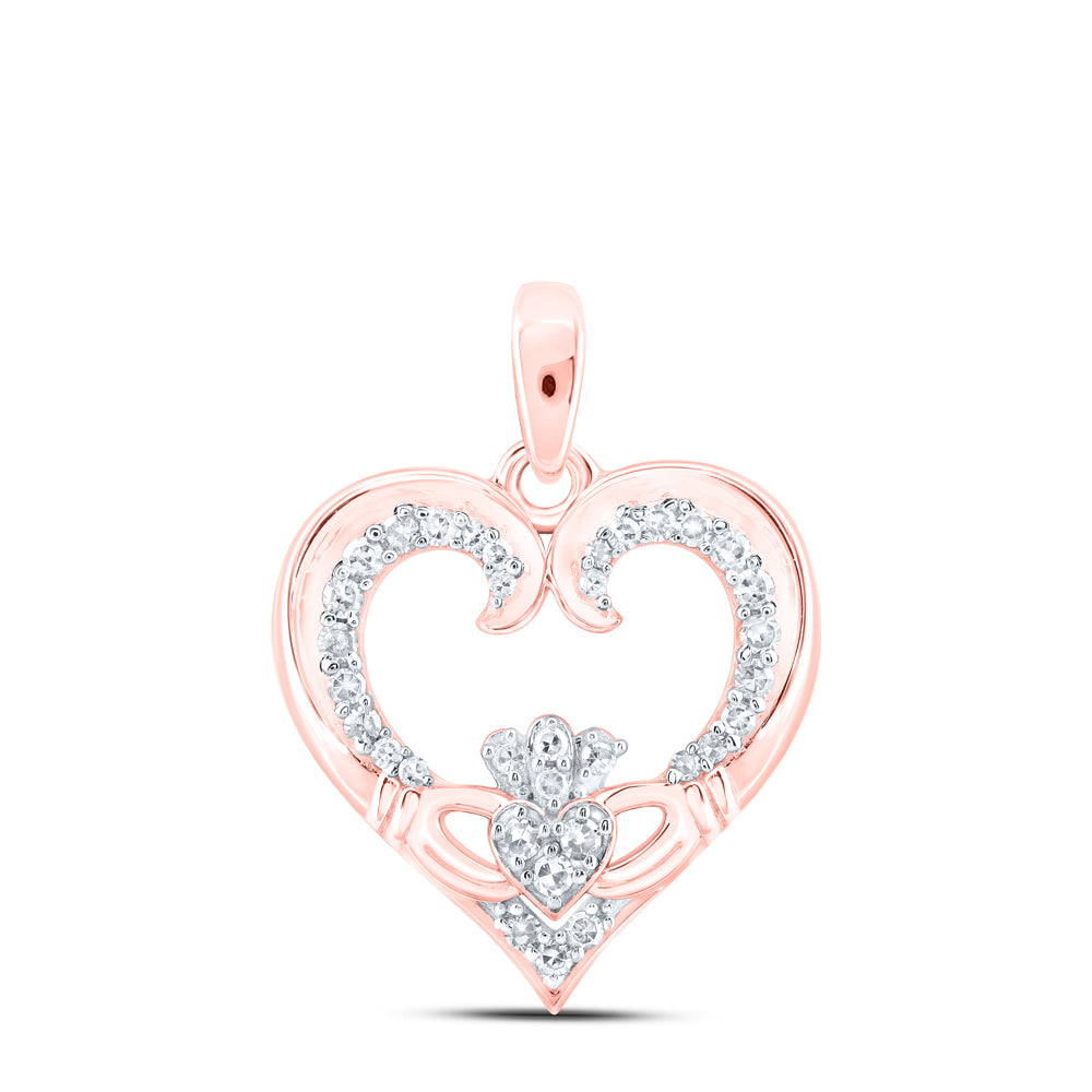0.17 Ctw Natural Diamond Open Heart Pendant in 10k Rose Gold
