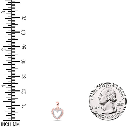 0.14 Ctw Natural Diamond Open Heart Pendant in 10k Rose Gold