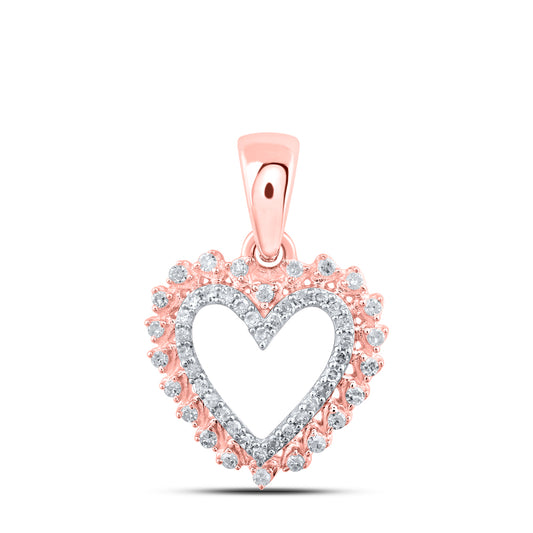0.14 Ctw Natural Diamond Open Heart Pendant in 10k Rose Gold