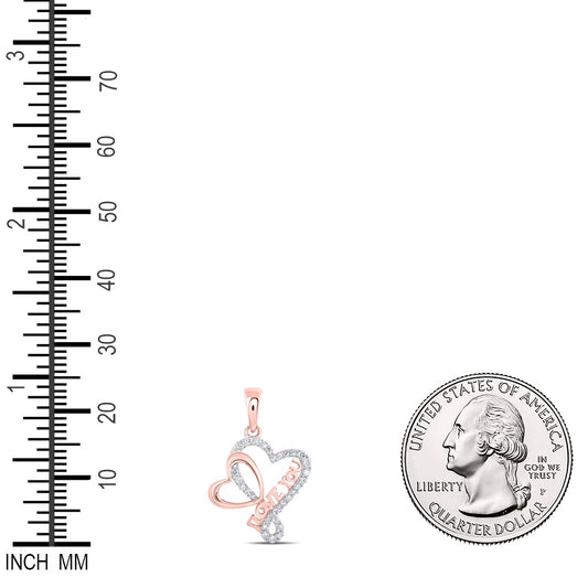 0.23 Ctw Natural Diamond Open Heart I Love You Pendant in 10k Rose Gold