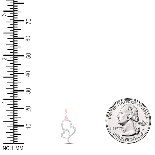 0.16 Ctw Natural Diamond Double Heart Gift Pendant in 10k Rose Gold