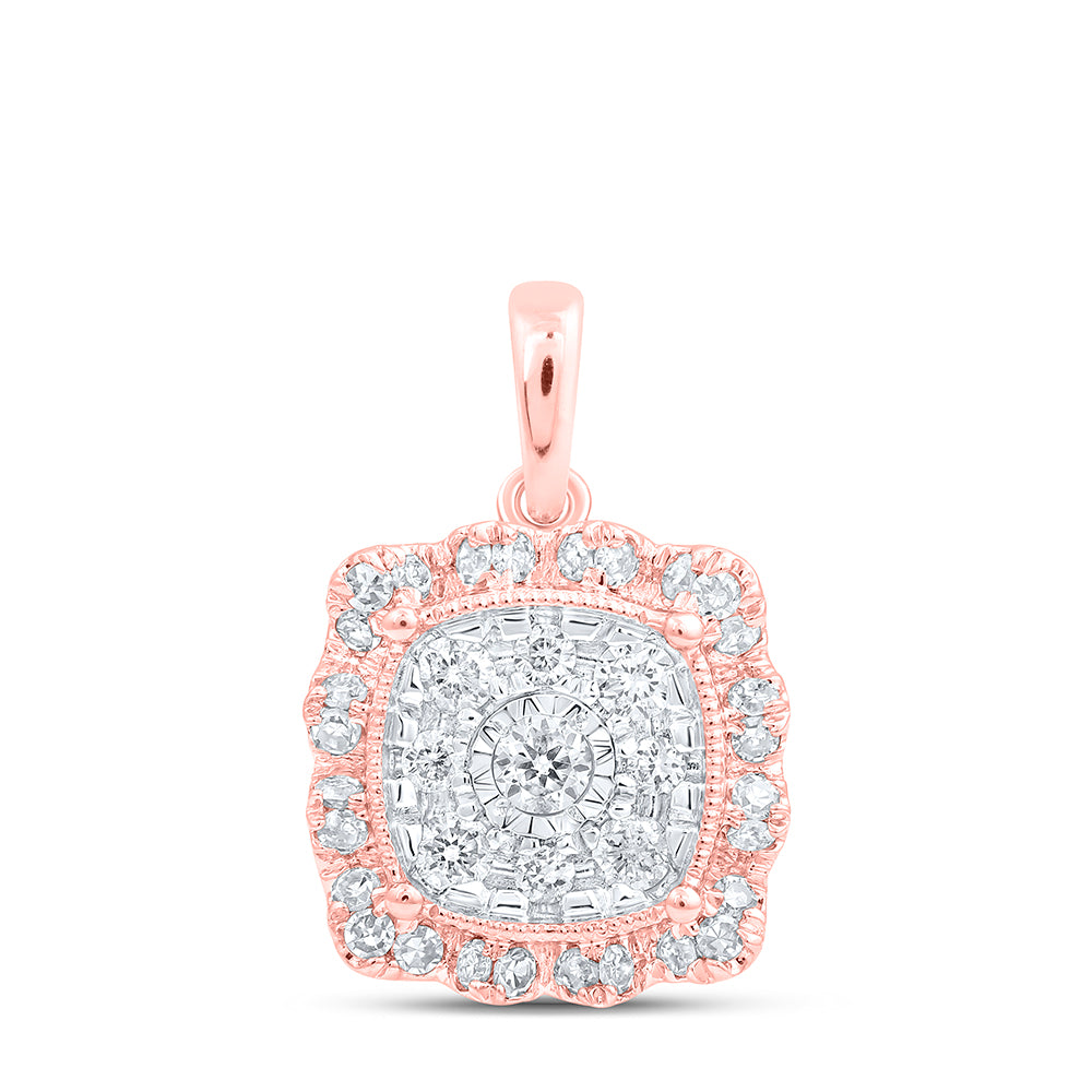 0.34 Ctw Natural Diamond Fashion Cluster Pendant in 10k Rose Gold