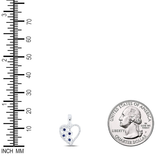 0.13 Ctw Natural Diamond Blue 4 Four Flower Open Heart Pendant in 10k White Gold