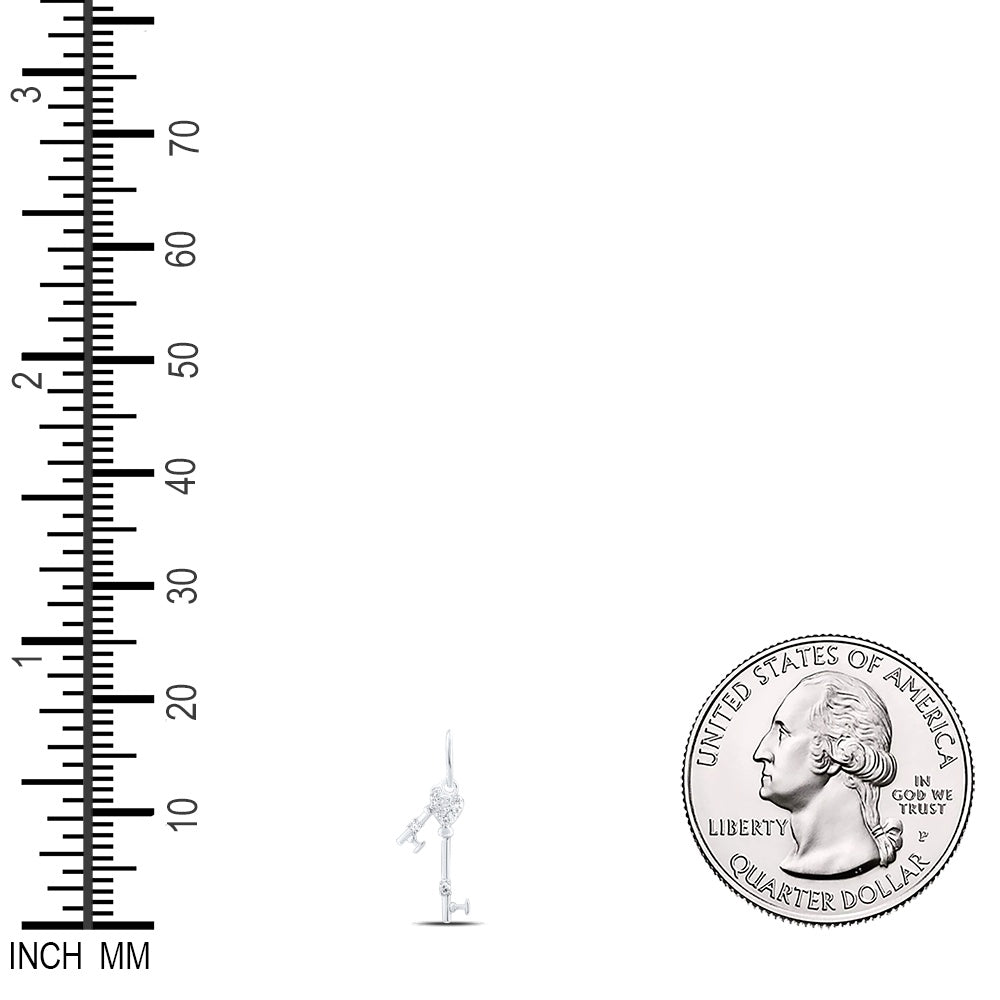 0.05 Ctw Natural Diamond Heart Key Gift Pendant in 10k White Gold