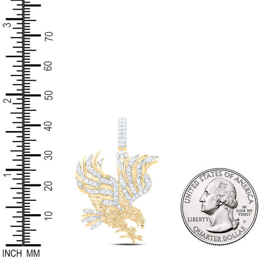 0.91 Ctw Natural Diamond Eagle Animal Bird Pendant in 10k Yellow Gold