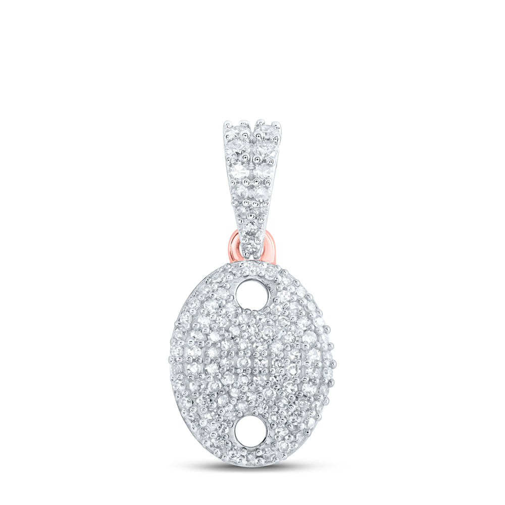 0.33 Ctw Natural Diamond Puff Mariner Shape Pendant in 10k Rose Gold