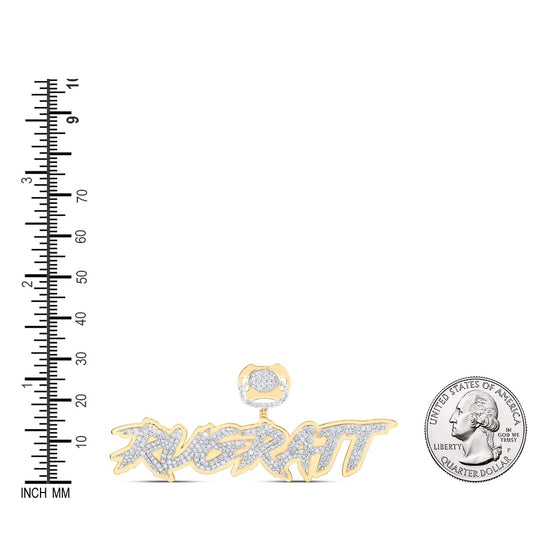 2.67 Ctw Natural Diamond RUGRATT Namplate Gift Pendant in 10k Yellow Gold