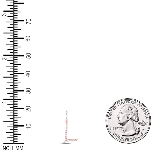 0.1 Ctw Natural Diamond Initial Letter L Pendant in 10k Rose Gold