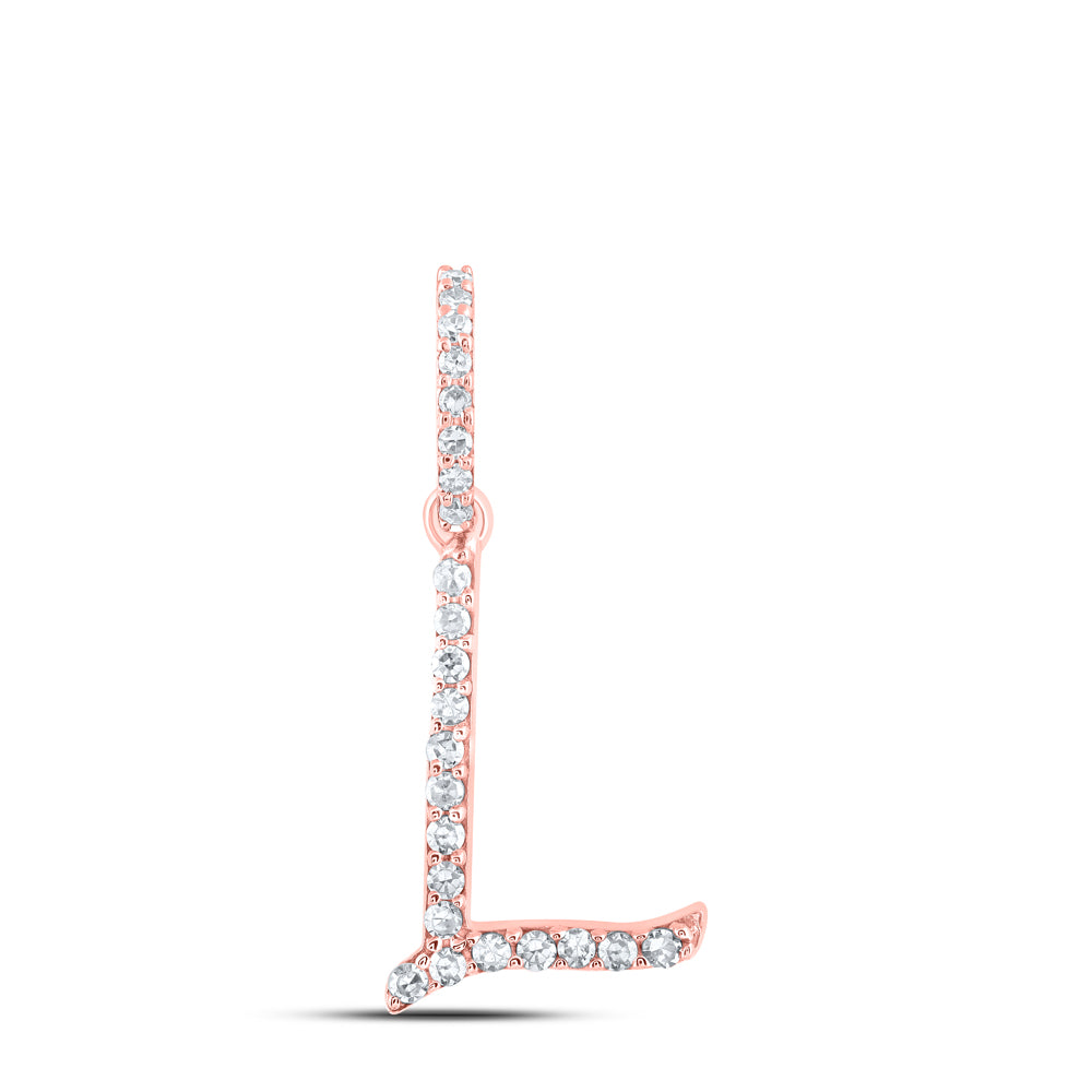 0.1 Ctw Natural Diamond Initial Letter L Pendant in 10k Rose Gold