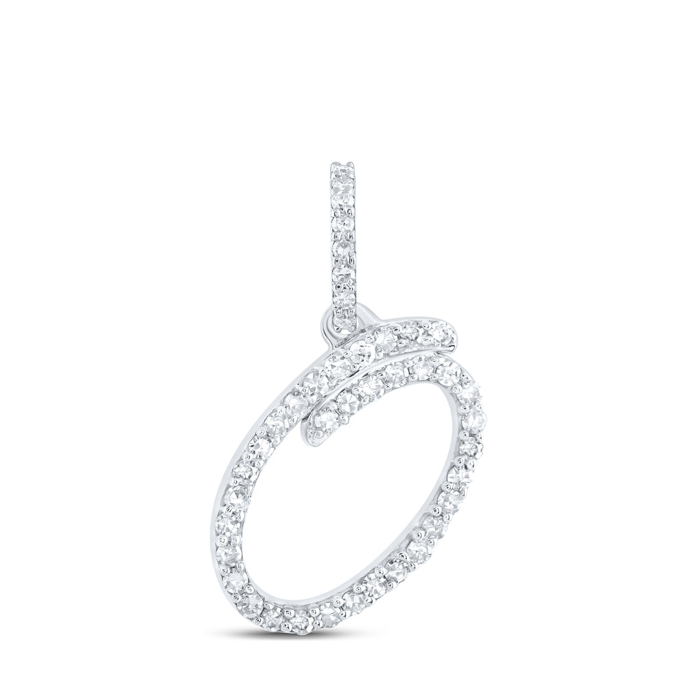 0.17 Ctw Natural Diamond Initial Letter O Pendant in 10k White Gold