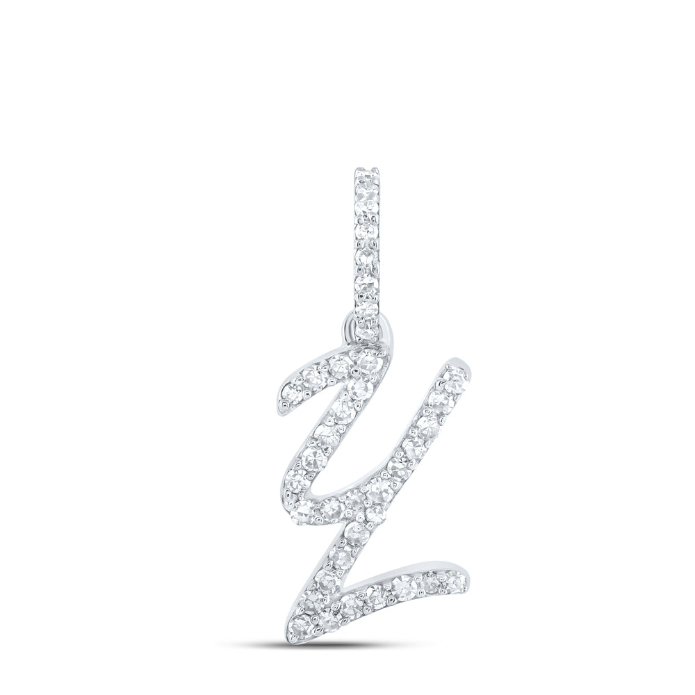 0.13 Ctw Natural Diamond Initial Letter Y Pendant in 10k White Gold