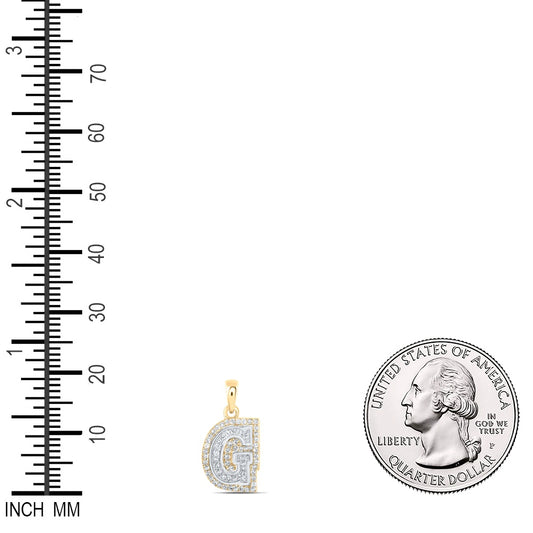 0.21 Ctw Natural Diamond Hiphop Block Initial Letter G Pendant in 10k Two-tone Gold