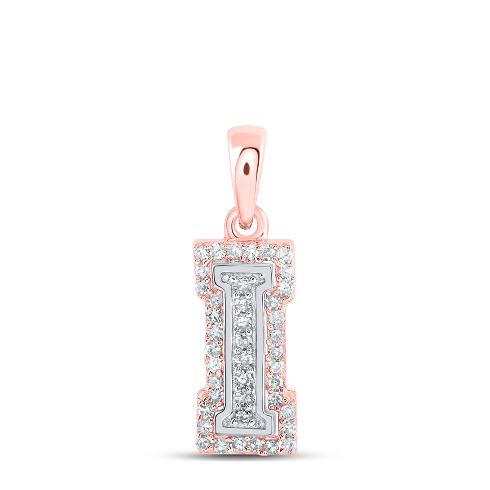 0.14 Ctw Natural Diamond Hiphop Block Initial Letter I Pendant in 10k Two-tone Gold
