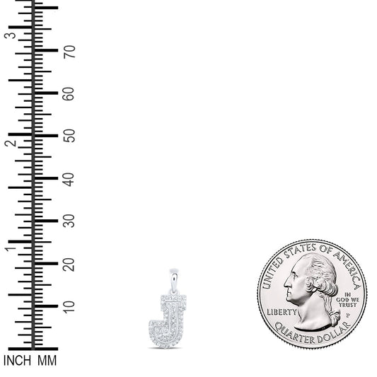 0.16 Ctw Natural Diamond Hiphop Block Initial Letter J Pendant in 10k White Gold