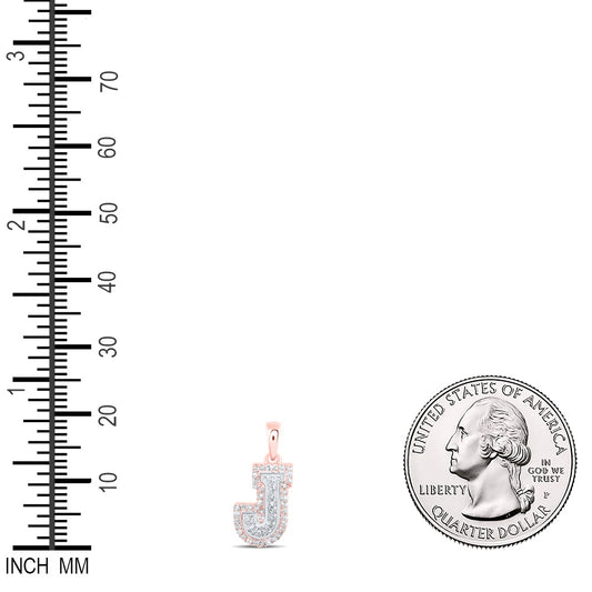 0.16 Ctw Natural Diamond Hiphop Block Initial Letter J Pendant in 10k Two-tone Gold