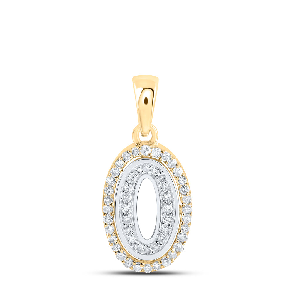 0.17 Ctw Natural Diamond Hiphop Block Initial Letter O Pendant in 10k Two-tone Gold