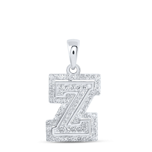 0.23 Ctw Natural Diamond Hiphop Block Initial Letter Z Pendant in 10k White Gold