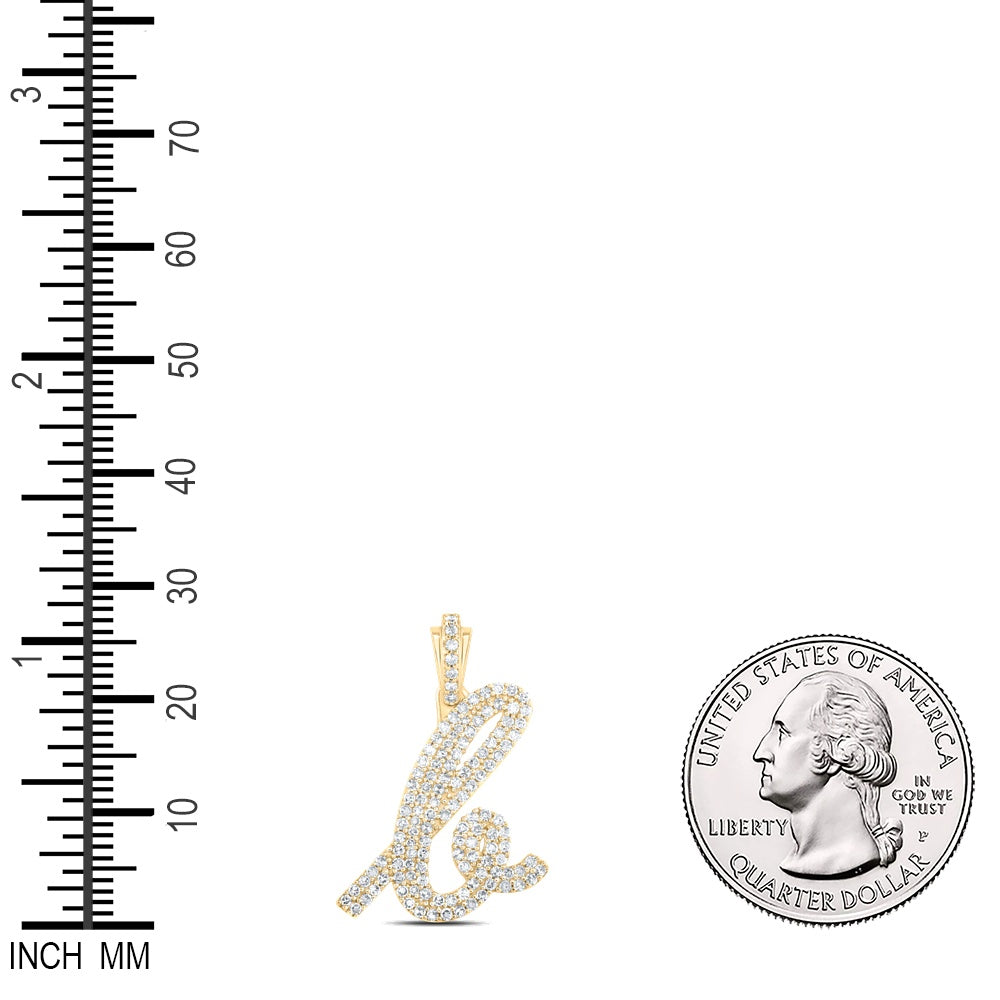 0.65 Ctw Natural Diamond Hiphop Initial Letter B Pendant in 10k Yellow Gold