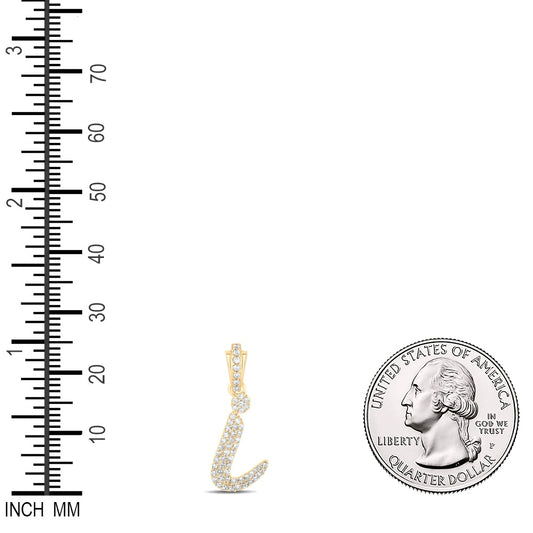 0.26 Ctw Natural Diamond Hiphop Initial Letter L Pendant in 10k Yellow Gold