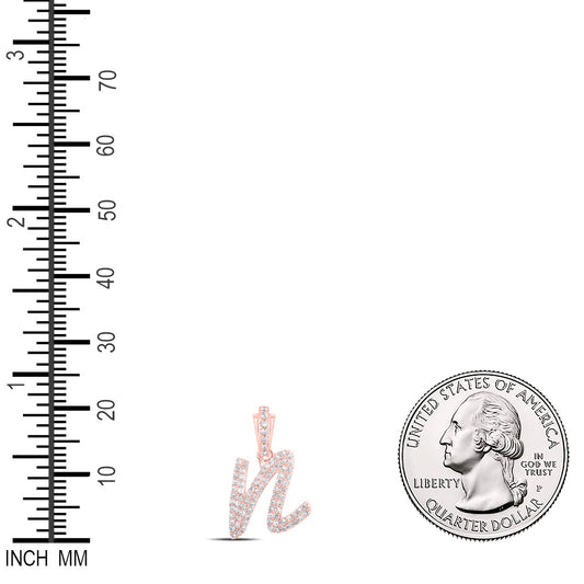 0.35 Ctw Natural Diamond Hiphop Initial Letter N Pendant in 10k Rose Gold