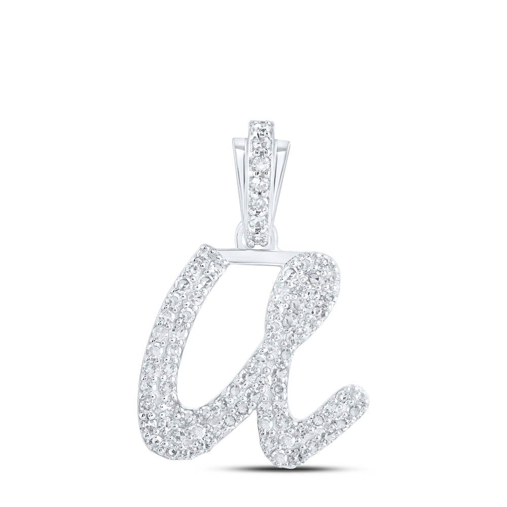 0.34 Ctw Natural Diamond Hiphop Cursive Initial Letter U Pendant in 10k White Gold