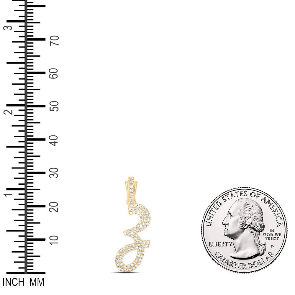 0.36 Ctw Natural Diamond Cursive Initial Letter Z Pendant in 10k Yellow Gold