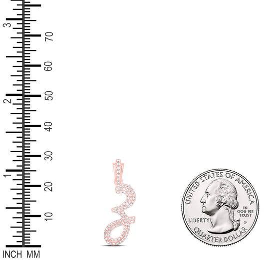 0.36 Ctw Natural Diamond Cursive Initial Letter Z Pendant in 10k Rose Gold