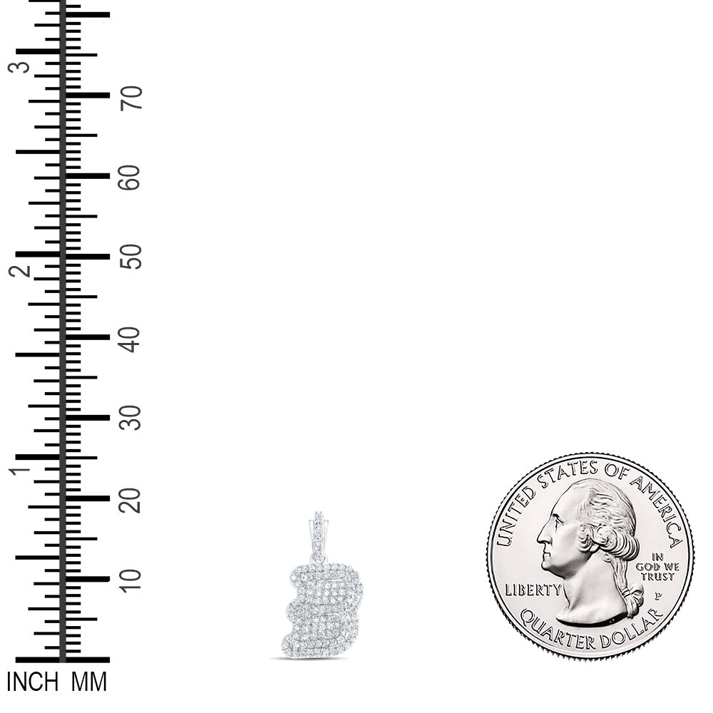 0.26 Ctw Natural Diamond Hiphop Initial Letter B Pendant in 10k White Gold