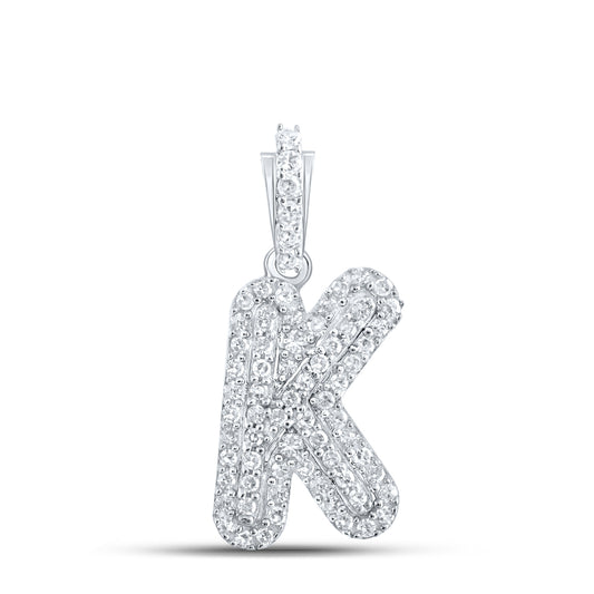 0.18 Ctw Natural Diamond Hiphop Initial Letter K Pendant in 10k White Gold
