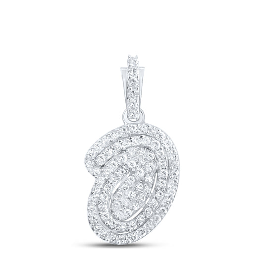 0.21 Ctw Natural Diamond Hiphop Initial Letter O Pendant in 10k White Gold