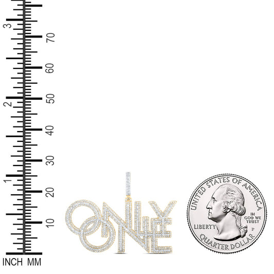 4.37 Ctw Natural Diamond ONLY ONE Nameplate Pendant in 10k Yellow Gold