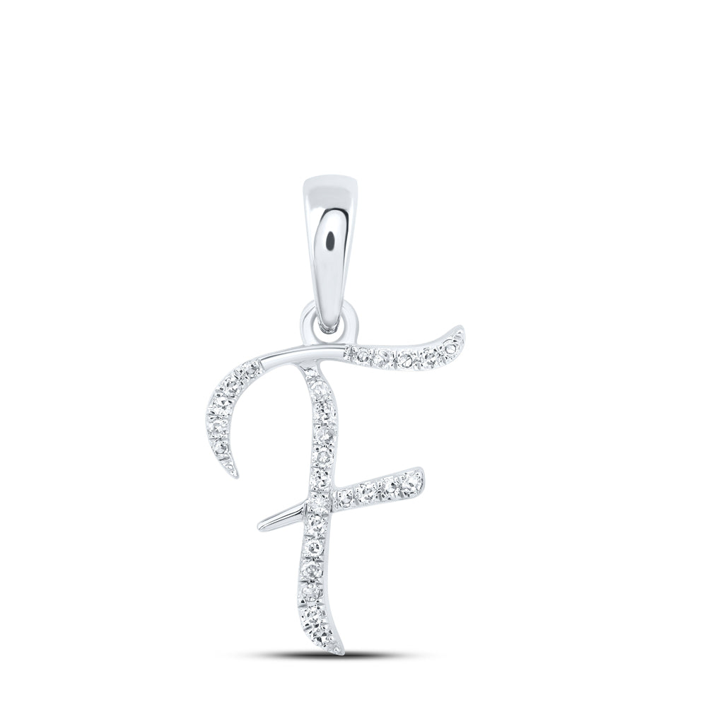 0.08 Ctw Natural Diamond Designer Initial Letter F Pendant in 10k White Gold