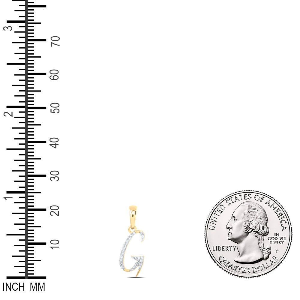 0.07 Ctw Natural Diamond Designer Initial Letter G Pendant in 10k Yellow Gold