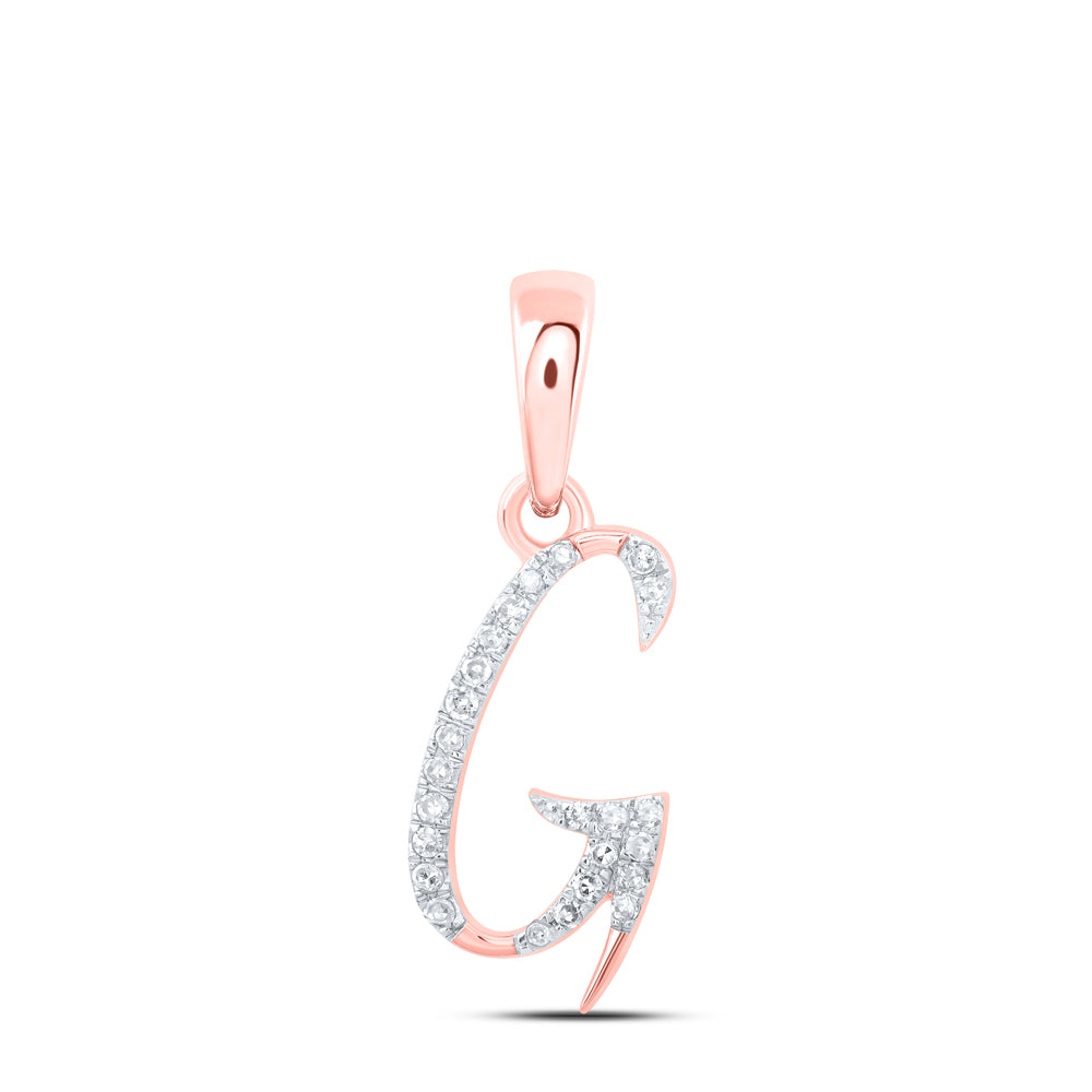 0.07 Ctw Natural Diamond Designer Initial Letter G Pendant in 10k Rose Gold