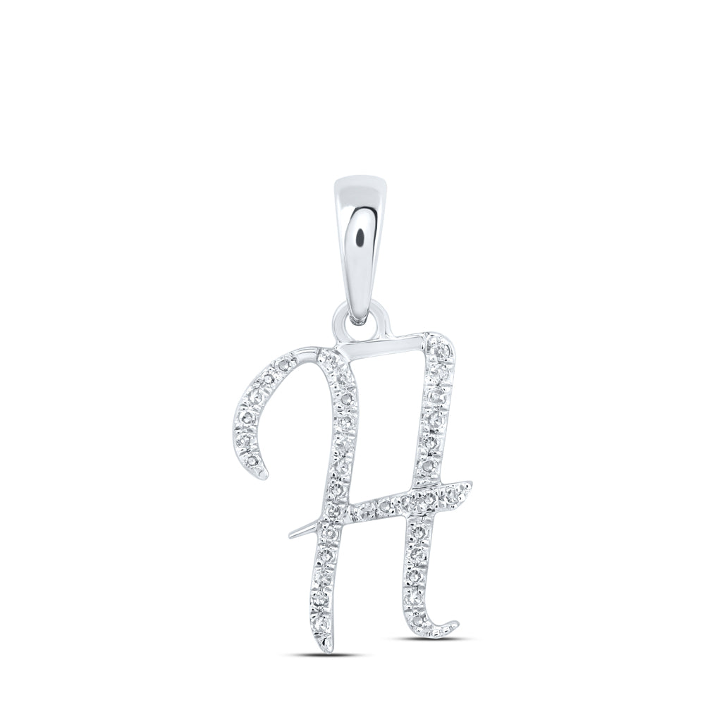 0.1 Ctw Natural Diamond Designer Initial Letter H Pendant in 10k White Gold