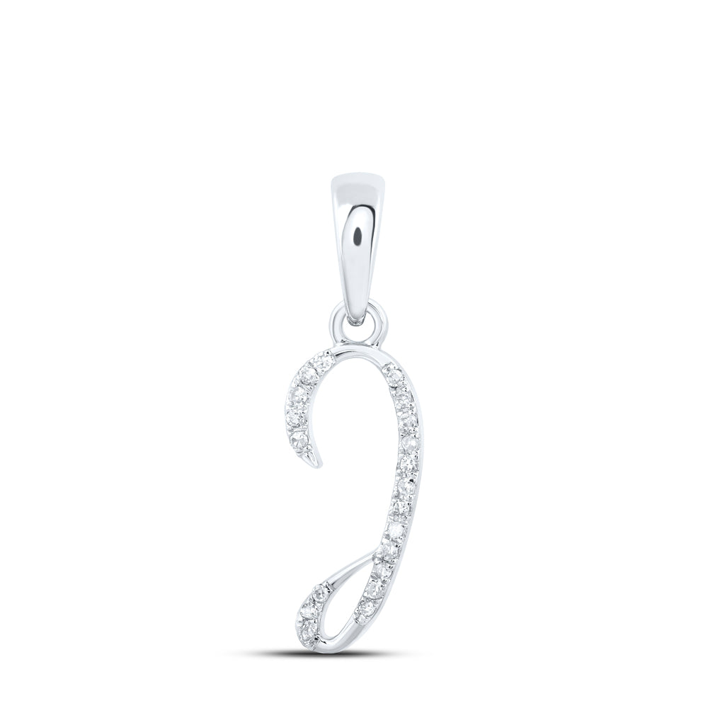 0.06 Ctw Natural Diamond Designer Initial Letter I Pendant in 10k White Gold