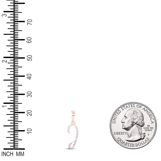 0.06 Ctw Natural Diamond Designer Initial Letter J Pendant in 10k Rose Gold