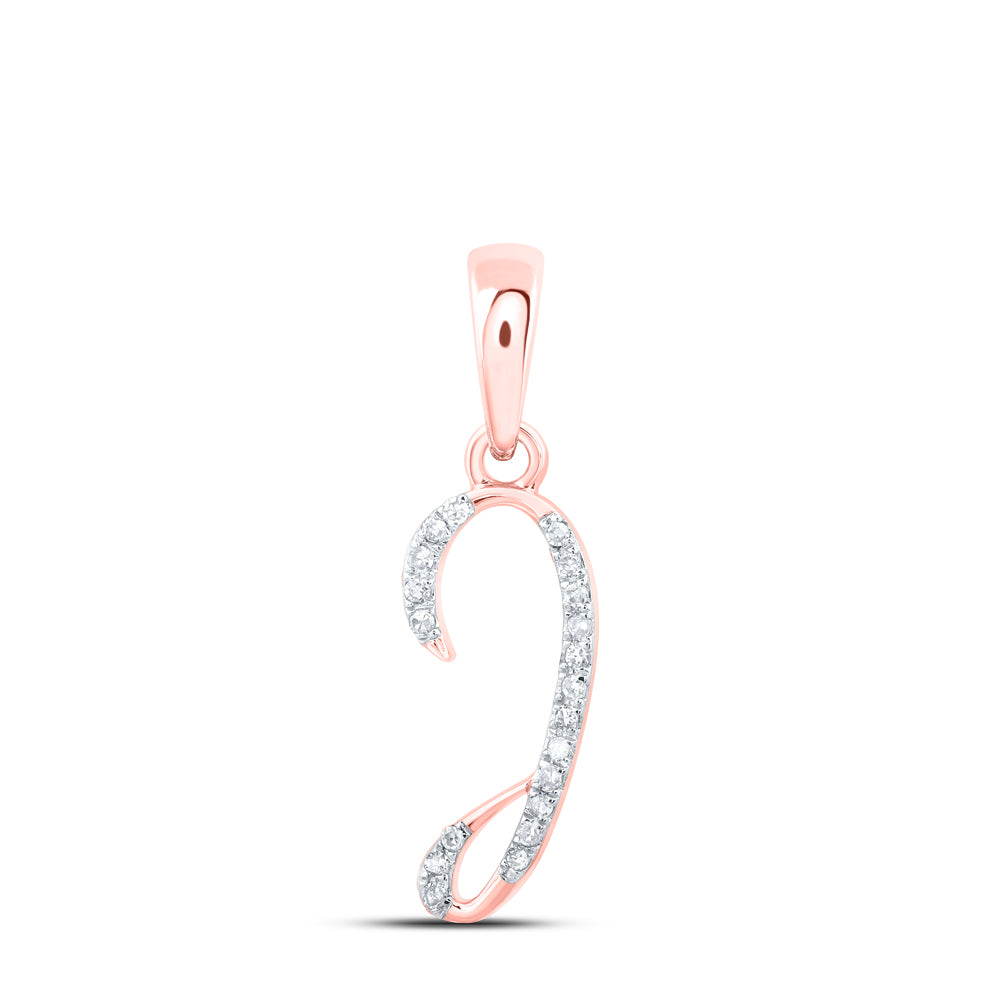 0.06 Ctw Natural Diamond Designer Initial Letter J Pendant in 10k Rose Gold