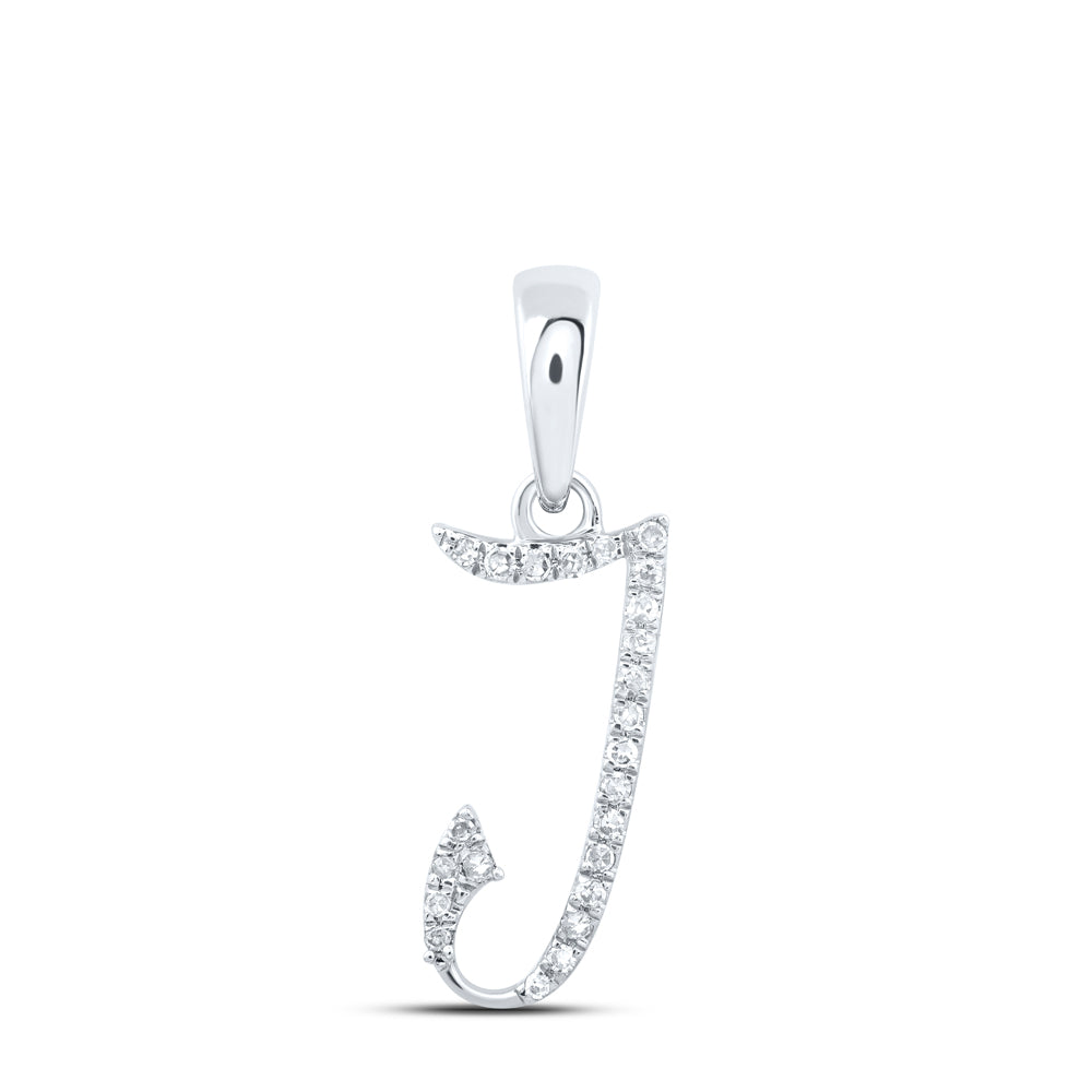 0.05 Ctw Natural Diamond Designer Initial Letter J Pendant in 10k White Gold