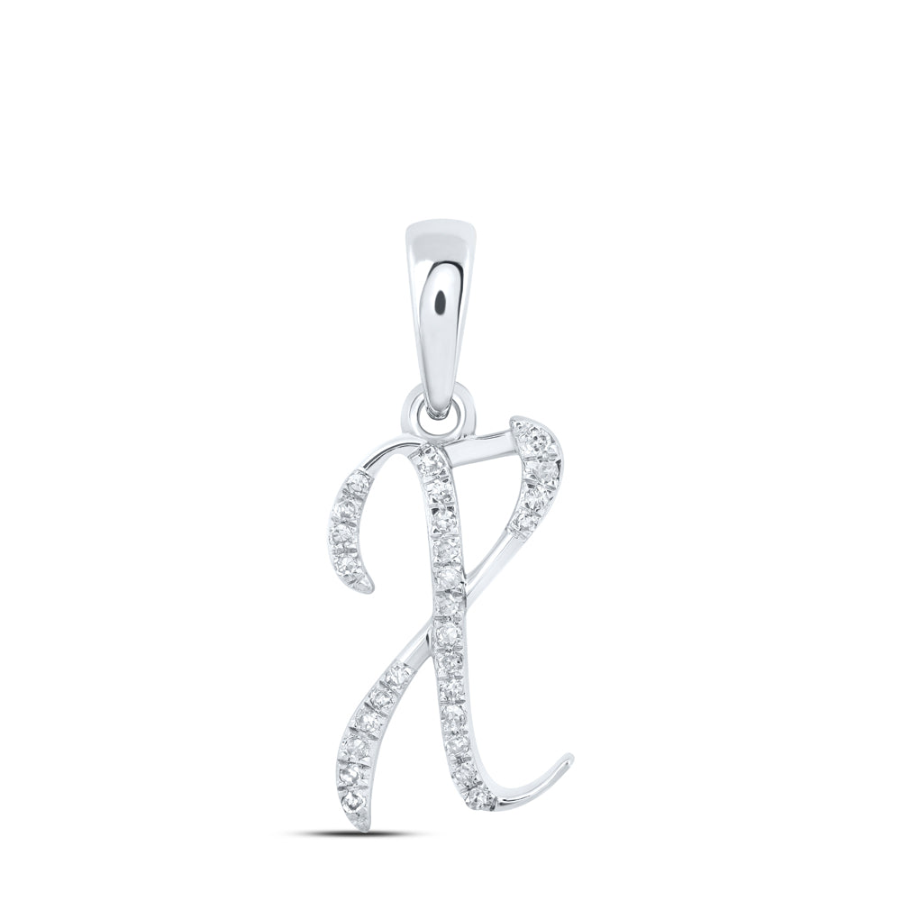0.08 Ctw Natural Diamond Designer Initial Letter X Pendant in 10k White Gold