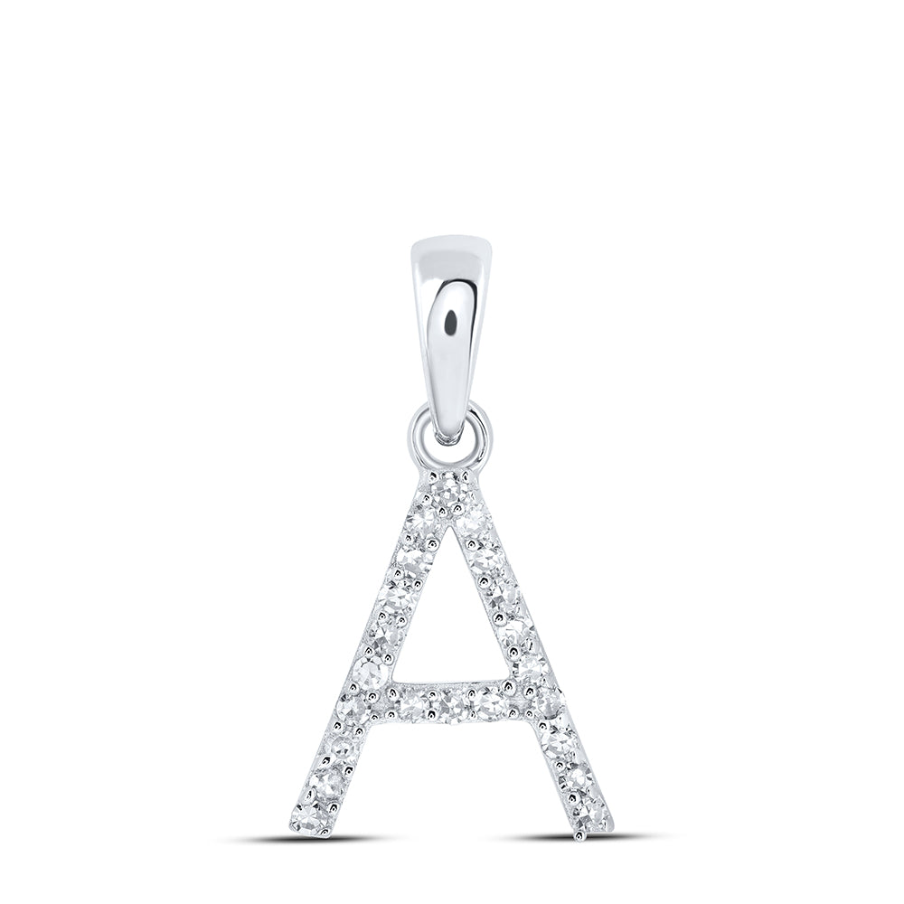 0.09 Ctw Natural Diamond Thin Initial Letter A Pendant in 10k White Gold